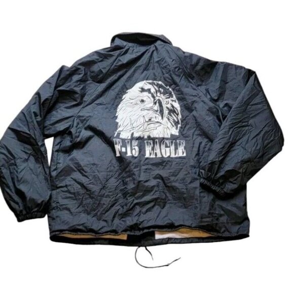 Vintage F-15 Eagle Fighter Jet Jacket Made In USA XL Snaps Lined Windbreaker - Picture 1 of 8